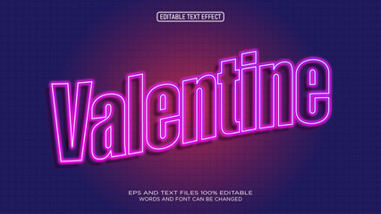 Valentine light neon style text effect editable