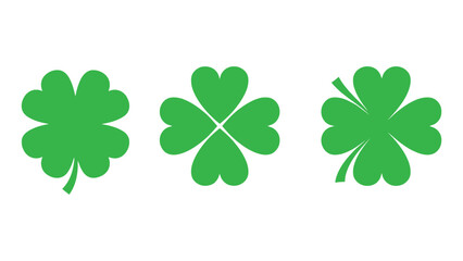 Fototapeta premium Three green shamrocks on white background for St. Patrick's Day