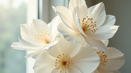 Delicate white blossoms in soft light