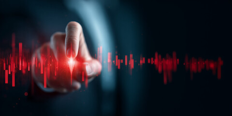 Fototapeta premium Financial Stress and Market Volatility Concept with Red Data Wave