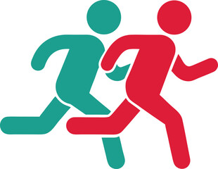 Two people running recreation icon vector illustration on white background