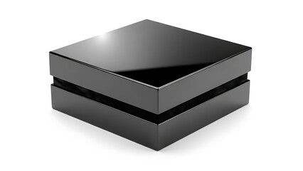 Naklejka premium Black square object with glossy surface and stacked design