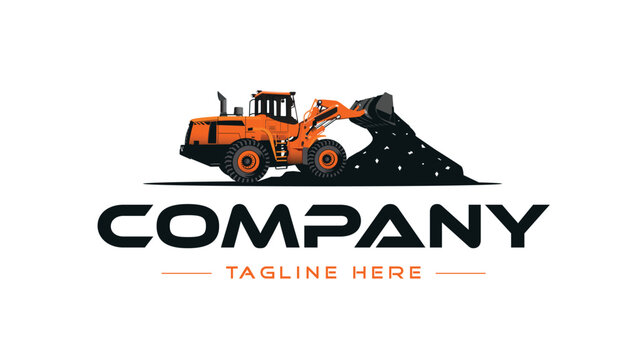 Heavy equipment payloader logo construction logo.