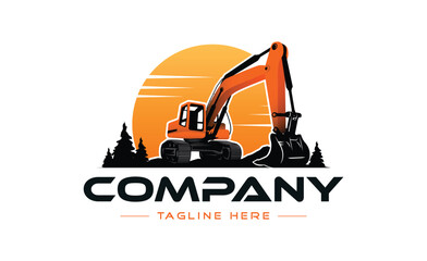 Heavy equipment excavator logo construction logo.