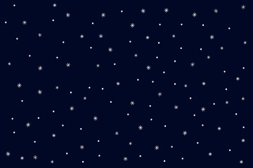 Vector illustration of small snowflakes scattered on a dark background, creating a serene winter atmosphere. Perfect for holiday designs, seasonal graphics