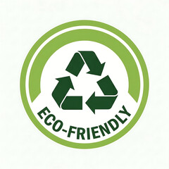 Circular Eco Seal with Recycling Arrows &ndash; Flat Illustration and Bold Typography