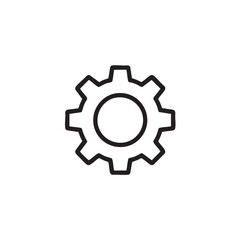 Gear icon vector line art isolated on white background symbol for settings or process