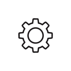 Gear icon vector line art isolated on white background symbol for settings or process