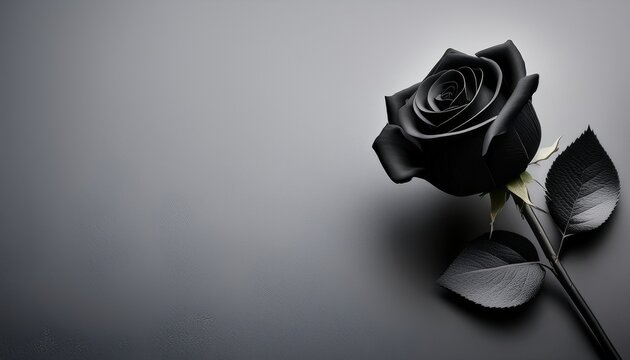 minimalist sympathy condolences card black rose on a muted grey background funeral concept copy space