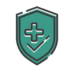 Shield and plus sign icon