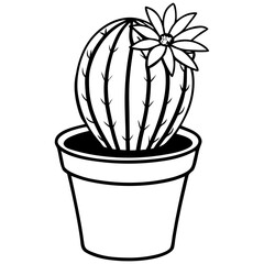 Cactus with Flower in Pot Vector Illustration