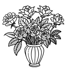 Roses Bouquet in Decorative Vase Vector Illustration