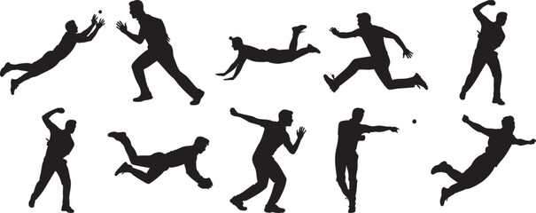 Dynamic Basketball Player Silhouettes in Action Poses