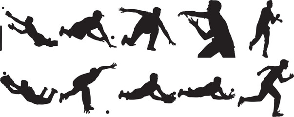 Dynamic silhouettes of children playing on white background