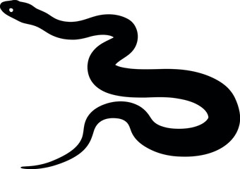 Black Snake Silhouette Vector Isolated on White Background