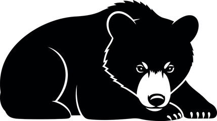Black Bear Cub Silhouette Vector Illustration Isolated on White