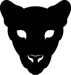 Black Panther Head Silhouette Vector Isolated on White Background
