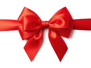Naklejka premium Red satin gift bow and ribbon isolated on white background