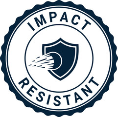 Impact Resistant Badge Icon with Shield and Bulletproof Symbol