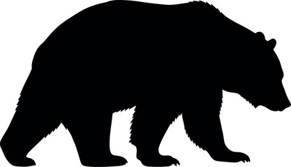 Black Bear Silhouette Vector Isolated on White Background