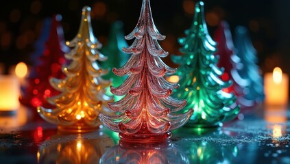 Colorful glass christmas trees