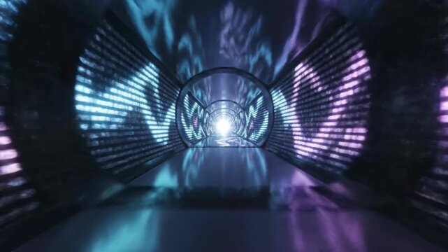 Lit tunnel with striped walls