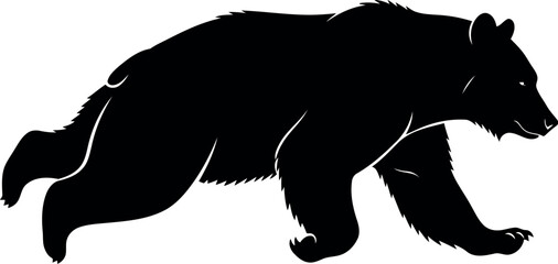 Black Bear Silhouette Vector Illustration Isolated on White