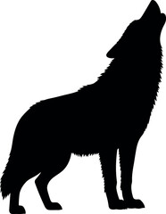 Howling Wolf Silhouette Vector Isolated on White Background