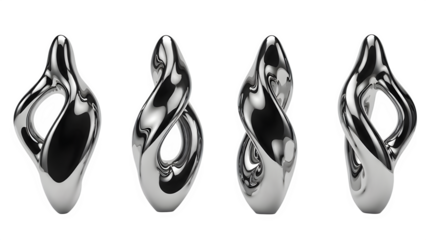 Silver earring designs isolated on transparent background