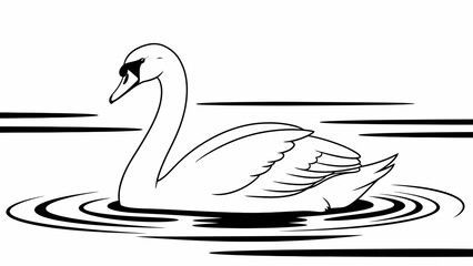 Graceful Swan Lake Flat Design