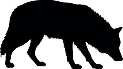 Wolf Silhouette Vector Illustration Isolated on White Background
