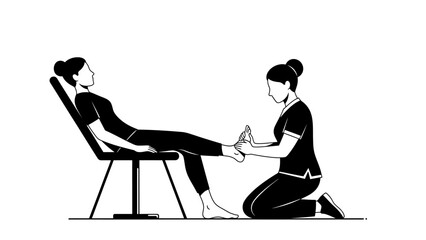 Obraz premium Black-White Flat Foot Massage Illustration
