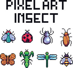 this is pixel art insect set icon with simple color and white background this item good for presentations,stickers, icons, t shirt design,game asset,logo and your project.