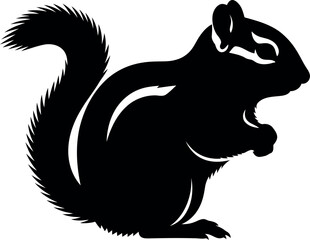 Chipmunk Silhouette Vector Isolated Black Animal Clipart Design