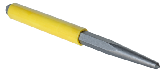 Plastic handled punch with a sharp point
