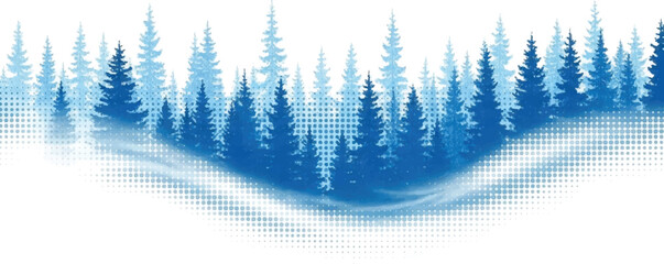Whispers of the Blue Forest: Serene Winter Pines in Flowing Harmony