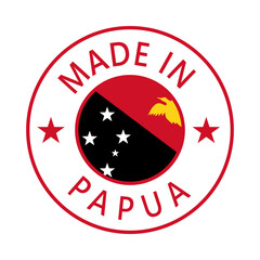 Papua New Guinea Made in Stamp in circle with flag Vector template on white background