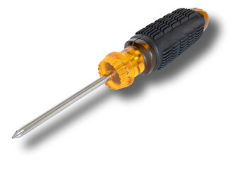 Long cross head screwdriver with yellow body and dropshadow