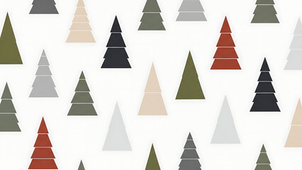 Obraz premium Minimalist Geometric Christmas Tree Pattern in Muted Colors