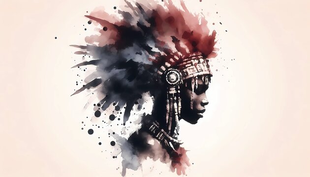 Vibrant Native American Warrior Portrait