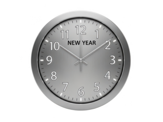 New year clock countdown metallic face festive celebration digital art transparent background