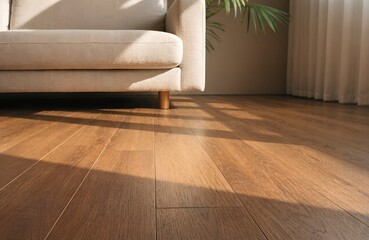 Modern living room with wooden floor and contemporary furniture