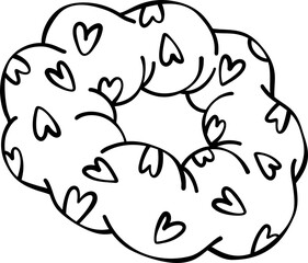 Heart Pattern Hair Scrunchie Valentine Handdrawn Doodle