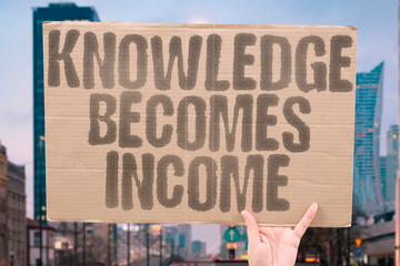"Knowledge Becomes Income" AI bridges skill and pay. AI. KNOWLEDGE. INCOME. PROFIT. VALUE.