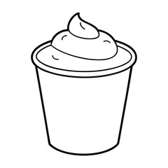 A fun Greek yogurt coloring page featuring a creamy cup, fresh fruits, and a spoon, ready for kids to add bright, delicious colors and playful details.
