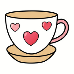 A charming teacup filled with warmth, adorned with floating hearts, radiating love and coziness, perfect for sweet moments and romantic vibes.
