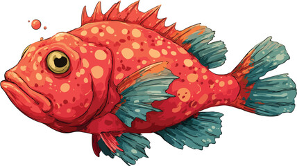 Vibrant Cartoon Fish Character Illustration in Bright Colors