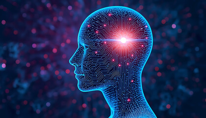 Artificial intelligence brain with glowing circuits representing advanced machine learning and innovation