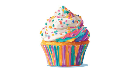 Delicious Vector Cupcake with Colorful Rainbow Sprinkles for Celebrations