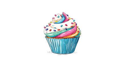 Delicious Vector Cupcake with Colorful Rainbow Sprinkles for Celebrations